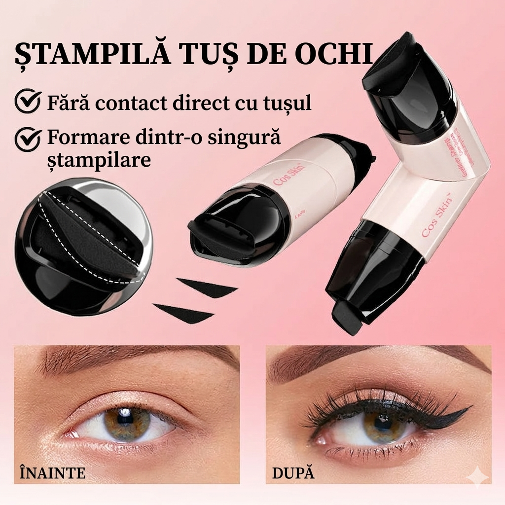 Tuș Stampilă cu 2 Capete — Codițe Simetrice Perfecte din Prima Încercare