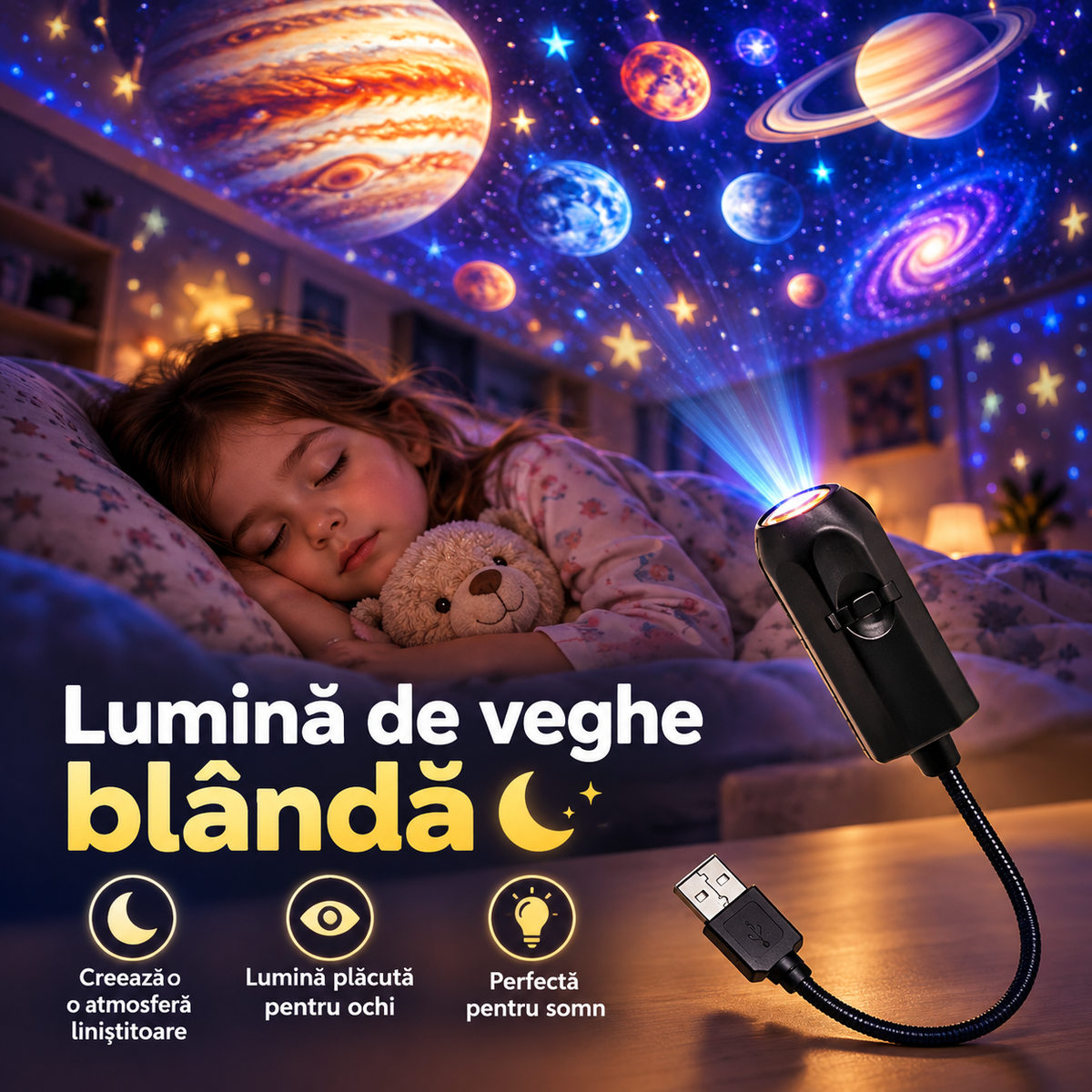 Proiector Magic cu Planete si Stele ✨