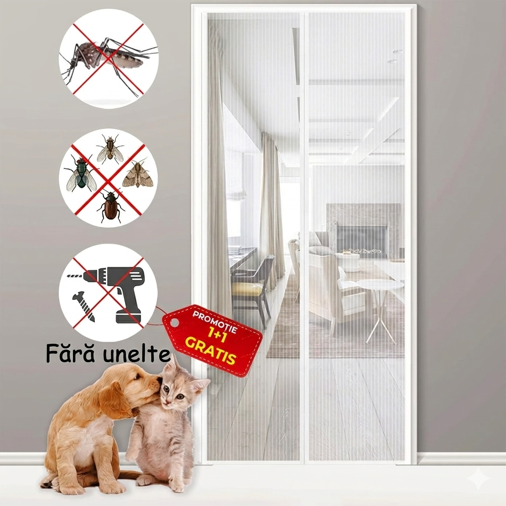 Plasă Magnetică Anti-Insecte Premium - Set 1+1 GRATIS 🎁